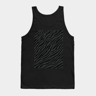 Savage Distressed Black and Dark Grey Tiger Pattern Animal Print Wild Safari Tank Top